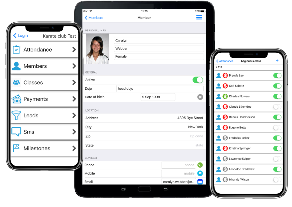 Screenshot of the martial arts management software dojoexpert